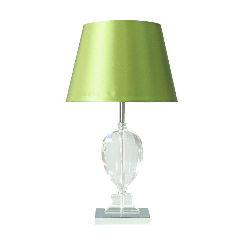 Empire Shade Night Light Modern Style Beveled Crystal 1-Light Bedroom Table Lamp in Green Clearhalo 'Lamps' 'Table Lamps' Lighting' 406406