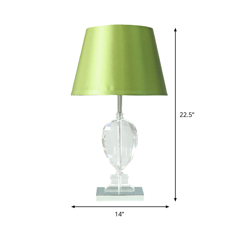 Empire Shade Night Light Modern Style Beveled Crystal 1-Light Bedroom Table Lamp in Green Clearhalo 'Lamps' 'Table Lamps' Lighting' 406408