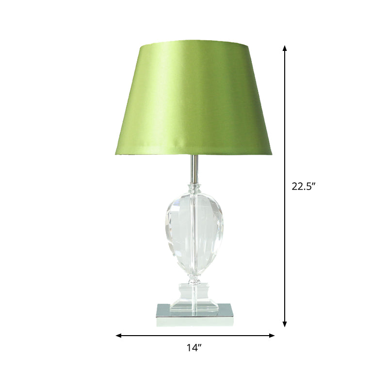 Empire Shade Night Light Modern Style Beveled Crystal 1-Light Bedroom Table Lamp in Green Clearhalo 'Lamps' 'Table Lamps' Lighting' 406408