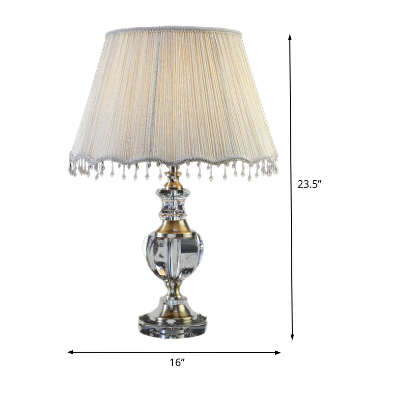 Urn Shape Task Lighting Modernist Clear Crystal 1 Head Grey Reading Lamp, 14"/16" Wide Clearhalo 'Lamps' 'Table Lamps' Lighting' 406572