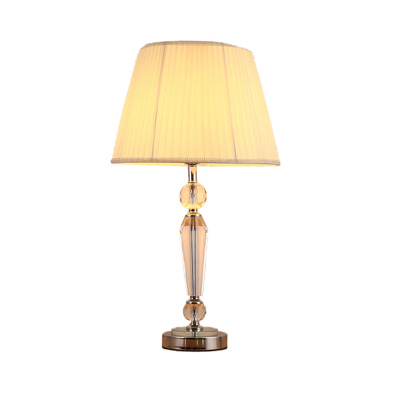 1 Head Tapered Drum Task Lighting Modernism Fabric Reading Lamp in White for Study Clearhalo 'Lamps' 'Table Lamps' Lighting' 406650