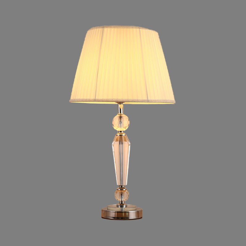 1 Head Tapered Drum Task Lighting Modernism Fabric Reading Lamp in White for Study Clearhalo 'Lamps' 'Table Lamps' Lighting' 406651