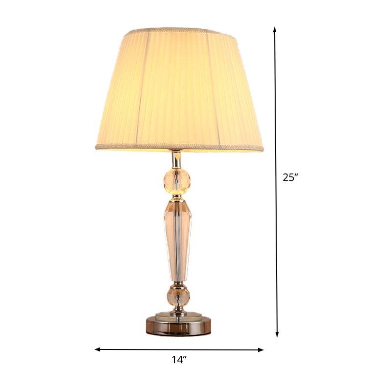 1 Head Tapered Drum Task Lighting Modernism Fabric Reading Lamp in White for Study Clearhalo 'Lamps' 'Table Lamps' Lighting' 406652