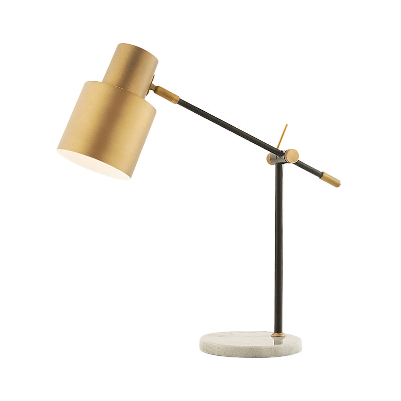 Brass Cylinder Night Light Post-Modern 1 Head Metal Nightstand Lighting for Study Room Clearhalo 'Lamps' 'Table Lamps' Lighting' 406671