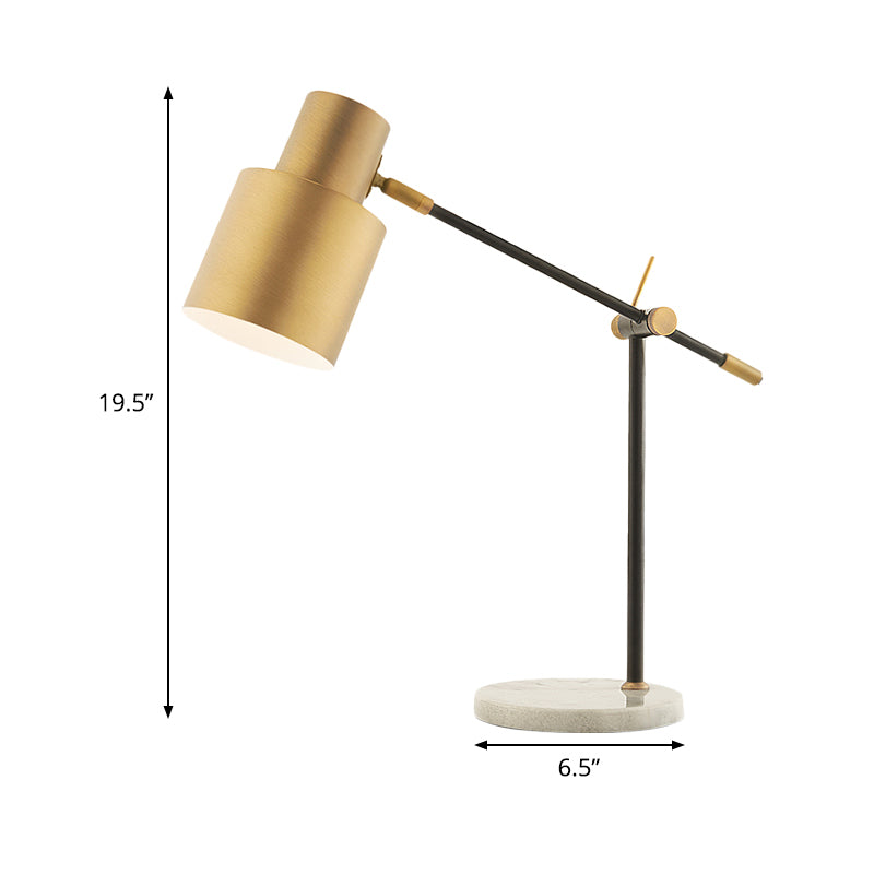 Brass Cylinder Night Light Post-Modern 1 Head Metal Nightstand Lighting for Study Room Clearhalo 'Lamps' 'Table Lamps' Lighting' 406672