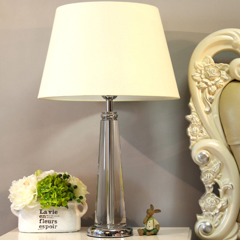 Conical Table Light Modern Hand-Cut Crystal 1 Head White Small Desk Lamp, 14"/16" Wide Clearhalo 'Lamps' 'Table Lamps' Lighting' 406674