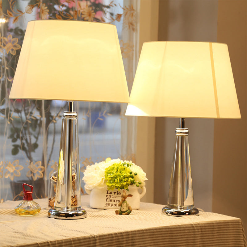 Conical Table Light Modern Hand-Cut Crystal 1 Head White Small Desk Lamp, 14"/16" Wide Clearhalo 'Lamps' 'Table Lamps' Lighting' 406675