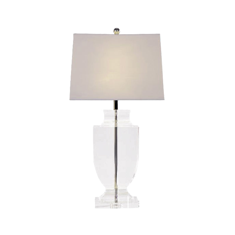 Modern Urn-Shaped Reading Light Hand-Cut Crystal 1 Bulb Fabric Nightstand Lamp in White Clearhalo 'Lamps' 'Table Lamps' Lighting' 406686