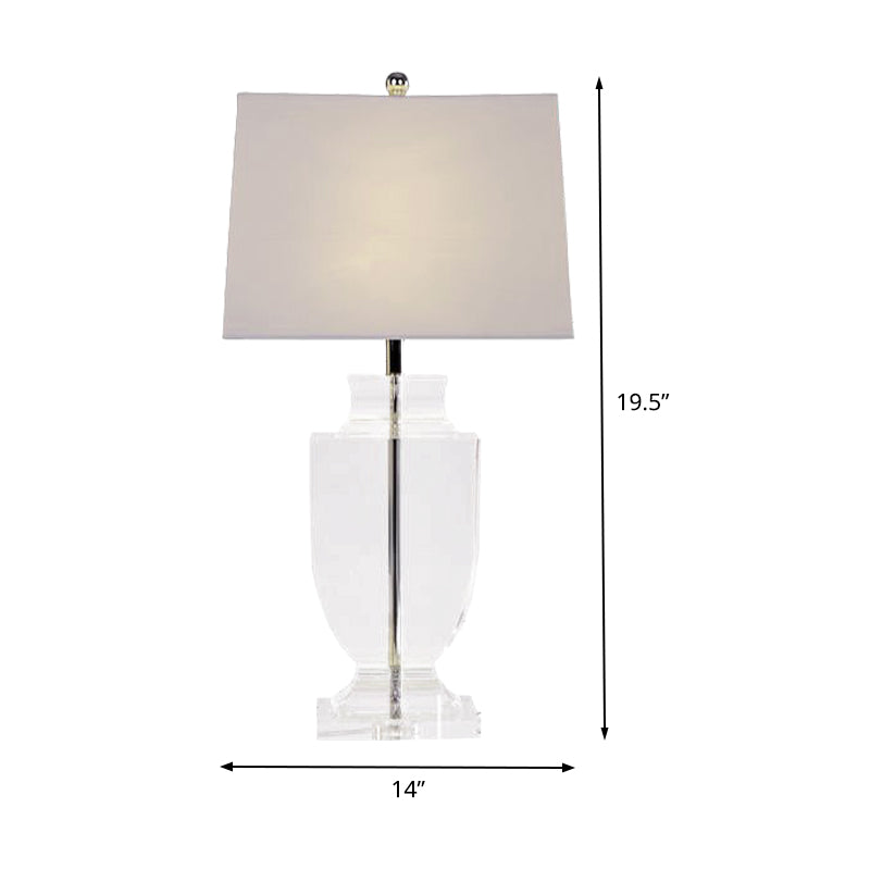 Modern Urn-Shaped Reading Light Hand-Cut Crystal 1 Bulb Fabric Nightstand Lamp in White Clearhalo 'Lamps' 'Table Lamps' Lighting' 406688