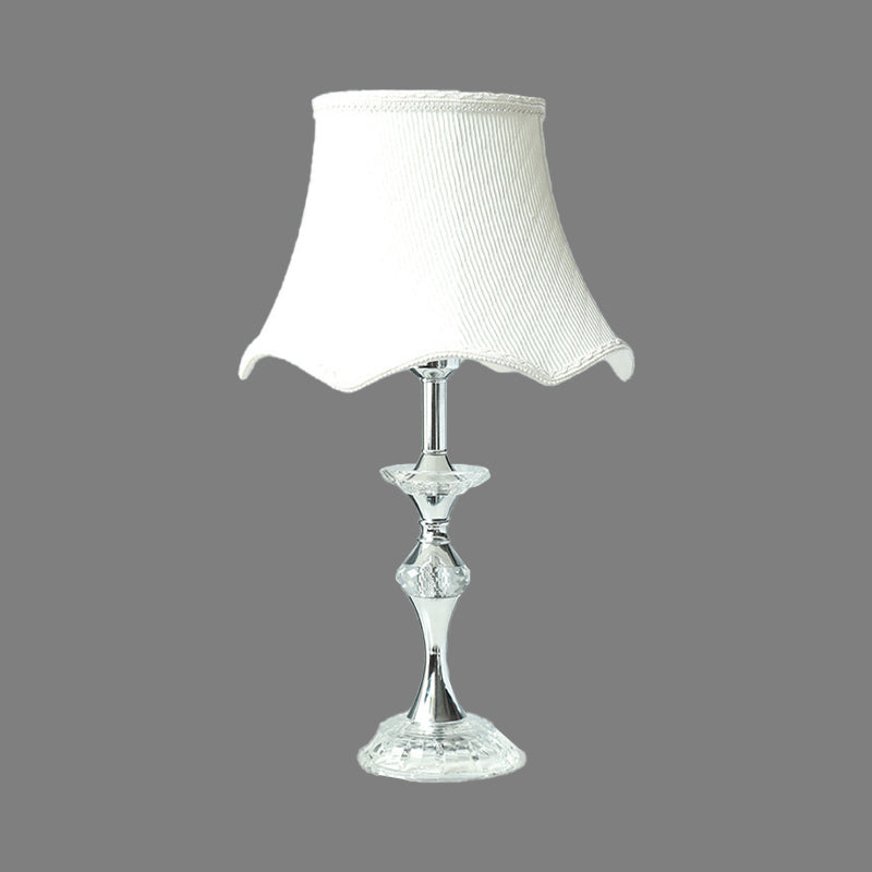 1 Head Dining Room Table Light Modern White Small Desk Lamp with Bell Fabric Shade Clearhalo 'Lamps' 'Table Lamps' Lighting' 406718