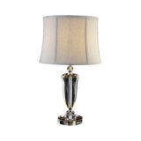 Modernist 1 Head Desk Light Grey Paneled Bell Night Table Lamp with Fabric Shade Clearhalo 'Lamps' 'Table Lamps' Lighting' 406732