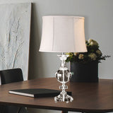 Curvy Nightstand Lamp Modern Beveled Crystal 1 Bulb Grey Reading Light, 23"/27" Wide Grey Clearhalo 'Lamps' 'Table Lamps' Lighting' 406735