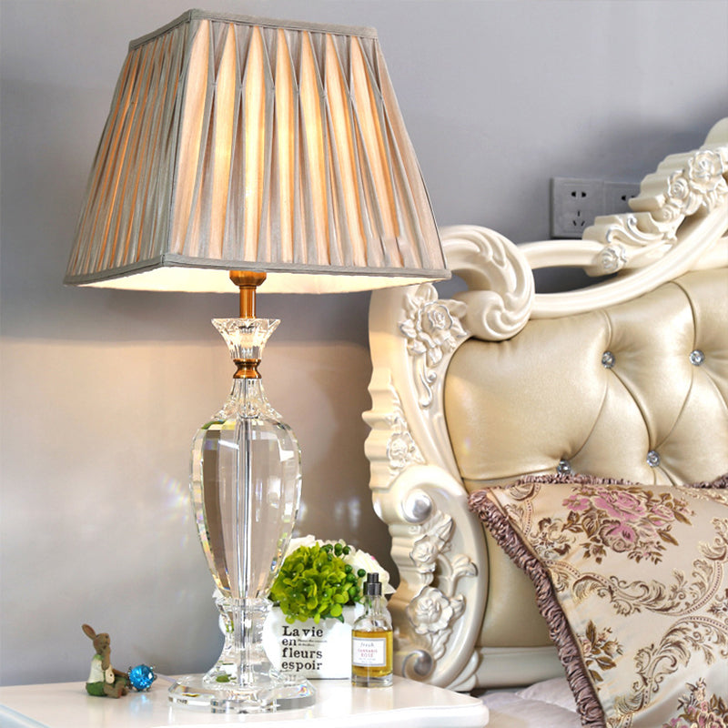 Vase Shape Desk Light Contemporary Clear Crystal 1 Bulb Night Table Lamp in Beige Clearhalo 'Lamps' 'Table Lamps' Lighting' 406788