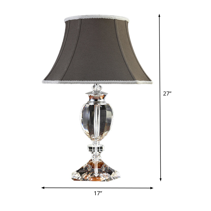 Grey Flared Study Lamp Modernism 1 Bulb Fabric Task Light with Faux-Braided Detailing Clearhalo 'Lamps' 'Table Lamps' Lighting' 406824