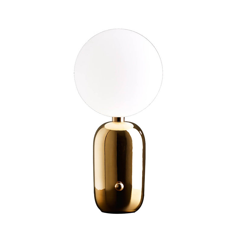 6"/8" W Globe Frosted Glass Night Light Modern 1 Light Gold Metal Nightstand Lighting with Capsule Base for Living Room Clearhalo 'Lamps' 'Table Lamps' Lighting' 406896