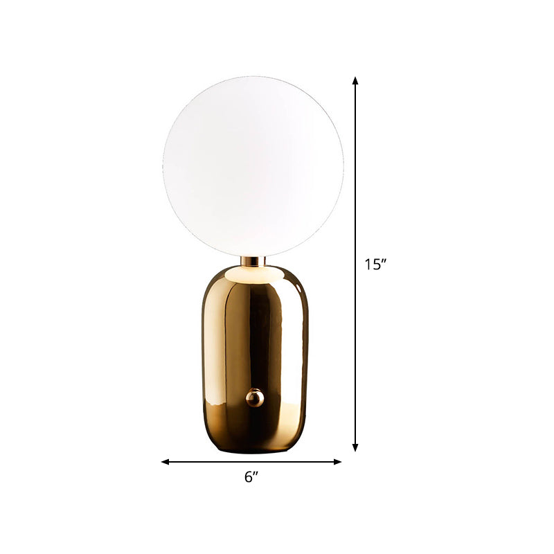 6"/8" W Globe Frosted Glass Night Light Modern 1 Light Gold Metal Nightstand Lighting with Capsule Base for Living Room Clearhalo 'Lamps' 'Table Lamps' Lighting' 406897