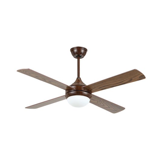 Brown LED Semi Flushmount Traditional Metallic Onion 4 Wood Blades Ceiling Fan Light for Living Room, 45" Wide Clearhalo 'Ceiling Fans with Lights' 'Ceiling Fans' Lighting' 406927