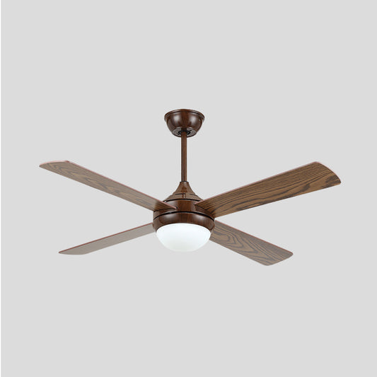 Brown LED Semi Flushmount Traditional Metallic Onion 4 Wood Blades Ceiling Fan Light for Living Room, 45" Wide Clearhalo 'Ceiling Fans with Lights' 'Ceiling Fans' Lighting' 406928