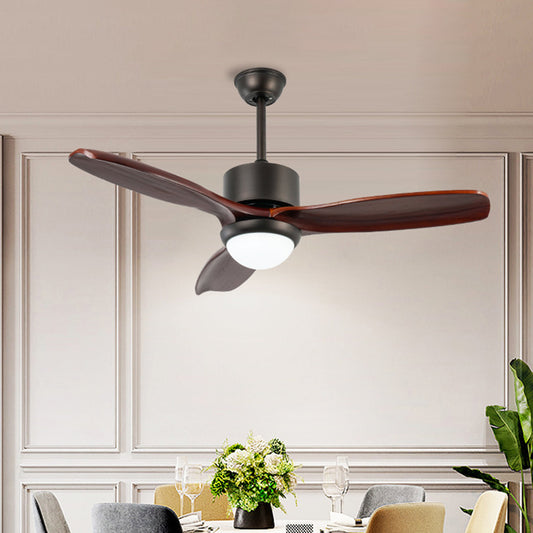 Metal Cylinder 3 Blades Ceiling Fan Lamp Vintage Living Room LED Semi Flush Mounted Light in Dark Coffee, 48" Wide Clearhalo 'Ceiling Fans with Lights' 'Ceiling Fans' Lighting' 406931
