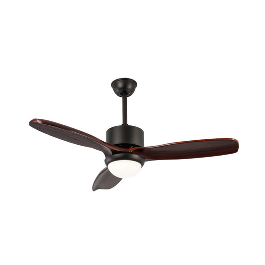 Metal Cylinder 3 Blades Ceiling Fan Lamp Vintage Living Room LED Semi Flush Mounted Light in Dark Coffee, 48" Wide Clearhalo 'Ceiling Fans with Lights' 'Ceiling Fans' Lighting' 406933