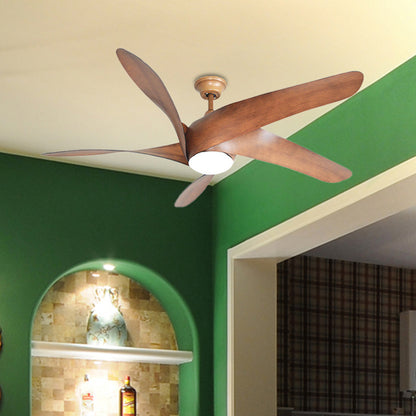 56" W LED Wood Fan Light Countryside Brown Swirling Living Room 4 Blades Semi Flush Mounted Lamp with Acrylic Shade Wood Clearhalo 'Ceiling Fans with Lights' 'Ceiling Fans' Lighting' 406940