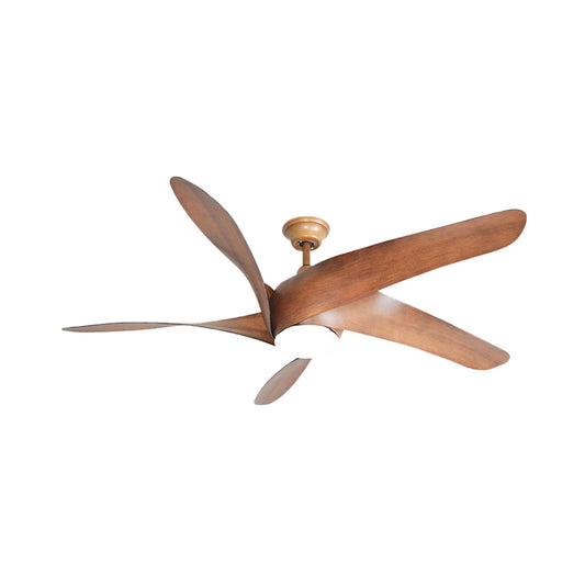 56" W LED Wood Fan Light Countryside Brown Swirling Living Room 4 Blades Semi Flush Mounted Lamp with Acrylic Shade Clearhalo 'Ceiling Fans with Lights' 'Ceiling Fans' Lighting' 406942