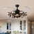 42" Wide 12-Light Clear Glass Semi Flush Lamp Vintage Black Ball Living Room Pendant Fan Light wtih 4 Clear Blades, Wall/Remote Control Black Clearhalo 'Ceiling Fans with Lights' 'Ceiling Fans' 'Industrial Ceiling Fans' 'Industrial' Lighting' 407154
