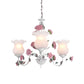 Metal White Chandelier Light Fixture Curvy Arm 3/5/6 Bulbs Pastoral Rose Down Lighting for Bedroom Clearhalo 'Ceiling Lights' 'Chandeliers' Lighting' options 407254