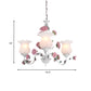 Metal White Chandelier Light Fixture Curvy Arm 3/5/6 Bulbs Pastoral Rose Down Lighting for Bedroom Clearhalo 'Ceiling Lights' 'Chandeliers' Lighting' options 407256