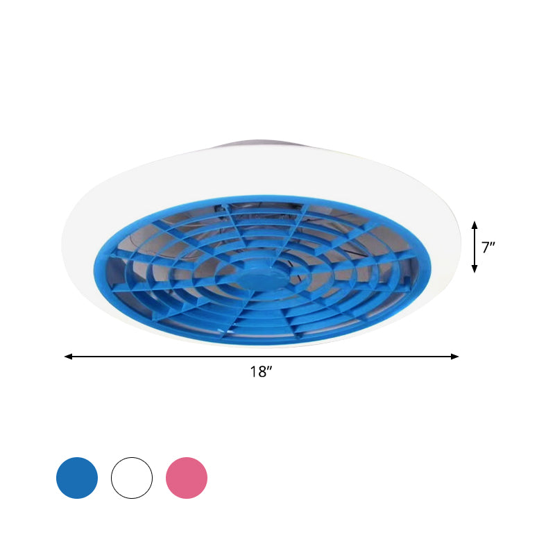 White/Pink/Blue LED Hanging Fan Light Kids Acrylic Doughnut Semi Flush Mount Lamp Fixture for Living Room, 18" W Clearhalo 'Ceiling Fans with Lights' 'Ceiling Fans' 'Kids Ceiling Fans' 'Kids' Lighting' 407323