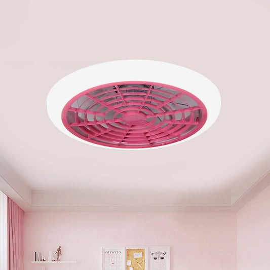 White/Pink/Blue LED Hanging Fan Light Kids Acrylic Doughnut Semi Flush Mount Lamp Fixture for Living Room, 18" W Clearhalo 'Ceiling Fans with Lights' 'Ceiling Fans' 'Kids Ceiling Fans' 'Kids' Lighting' 407329