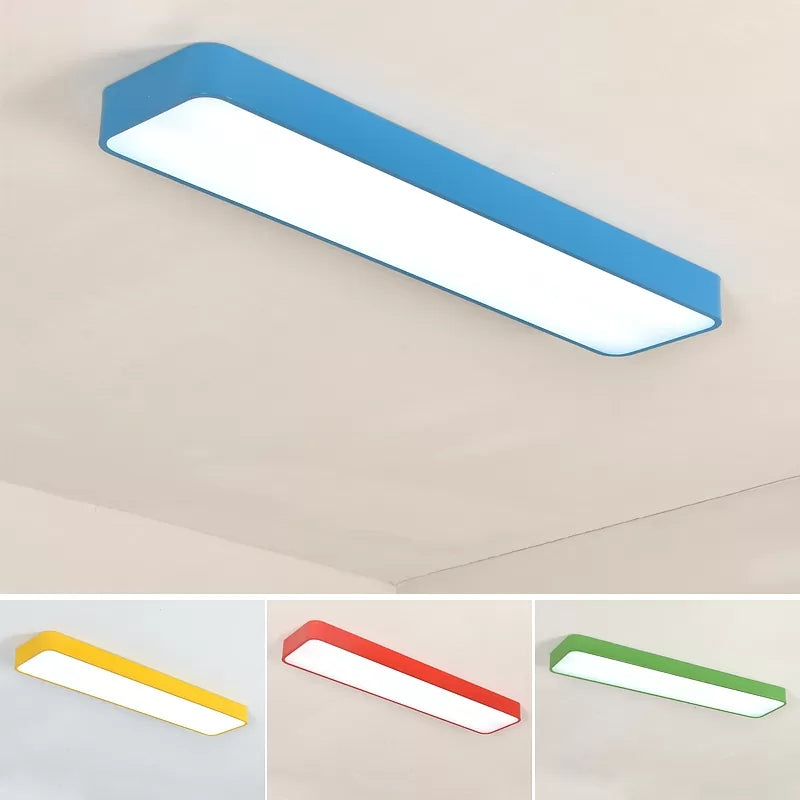 Red/Yellow/Blue/Green Rectangle Flush Mount Light Modern Acrylic and Metal LED Ceiling Lamp in Warm/White Light for Kindergarten Clearhalo 'Ceiling Lights' 'Close To Ceiling Lights' 'Close to ceiling' 'Flush mount' Lighting' 40741