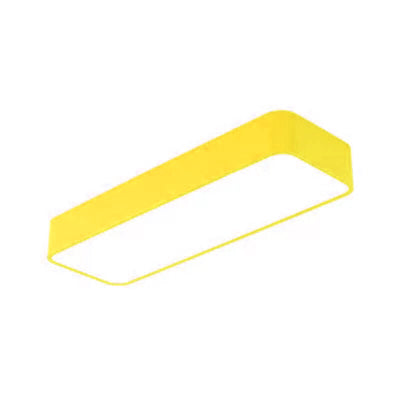 Red/Yellow/Blue/Green Rectangle Flush Mount Light Modern Acrylic and Metal LED Ceiling Lamp in Warm/White Light for Kindergarten Yellow Clearhalo 'Ceiling Lights' 'Close To Ceiling Lights' 'Close to ceiling' 'Flush mount' Lighting' 40742