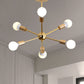 26"/38.5" Wide Metal Starburst Chandelier Light Modernist 6/10/12 Lights Gold Hanging Ceiling Lamp with Bare Bulb Clearhalo 'Ceiling Lights' 'Chandeliers' 'Modern Chandeliers' 'Modern' Lighting' 409456