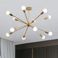 26"/38.5" Wide Metal Starburst Chandelier Light Modernist 6/10/12 Lights Gold Hanging Ceiling Lamp with Bare Bulb Clearhalo 'Ceiling Lights' 'Chandeliers' 'Modern Chandeliers' 'Modern' Lighting' 409460