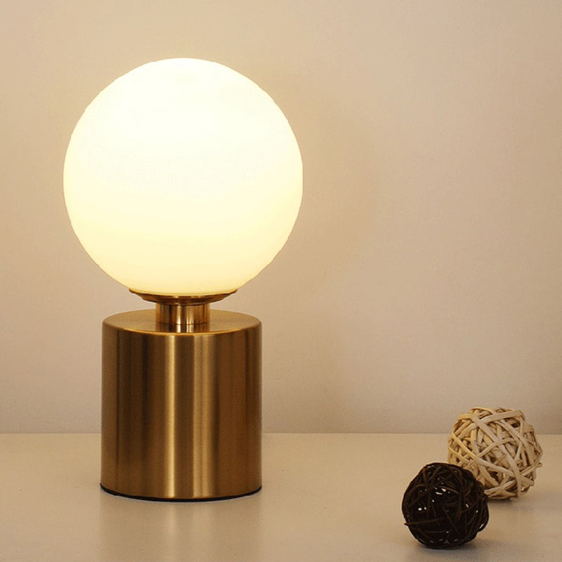 Opal Glass Sphere Night Lamp Post-Modern 1 Head Gold Metal Table Lighting for Living Room Gold Clearhalo 'Lamps' 'Table Lamps' Lighting' 410177