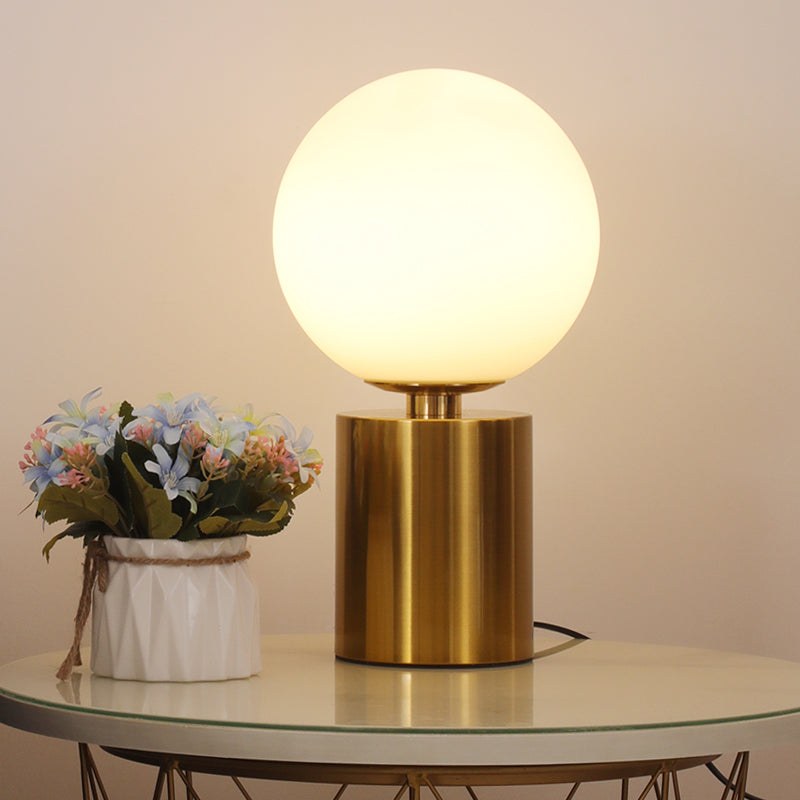 Opal Glass Sphere Night Lamp Post-Modern 1 Head Gold Metal Table Lighting for Living Room Clearhalo 'Lamps' 'Table Lamps' Lighting' 410178