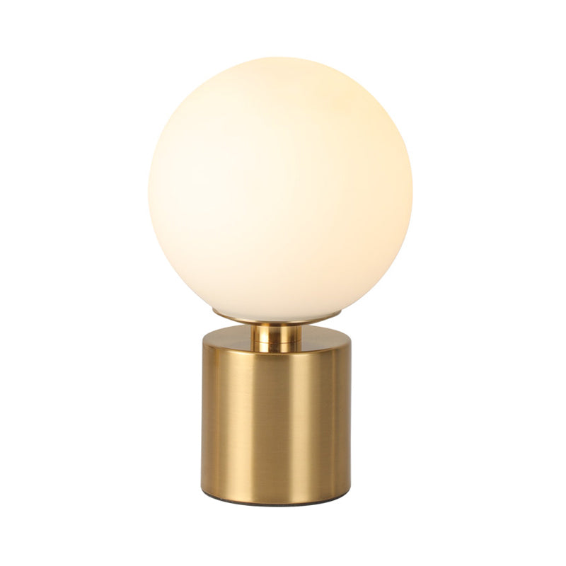 Opal Glass Sphere Night Lamp Post-Modern 1 Head Gold Metal Table Lighting for Living Room Clearhalo 'Lamps' 'Table Lamps' Lighting' 410179