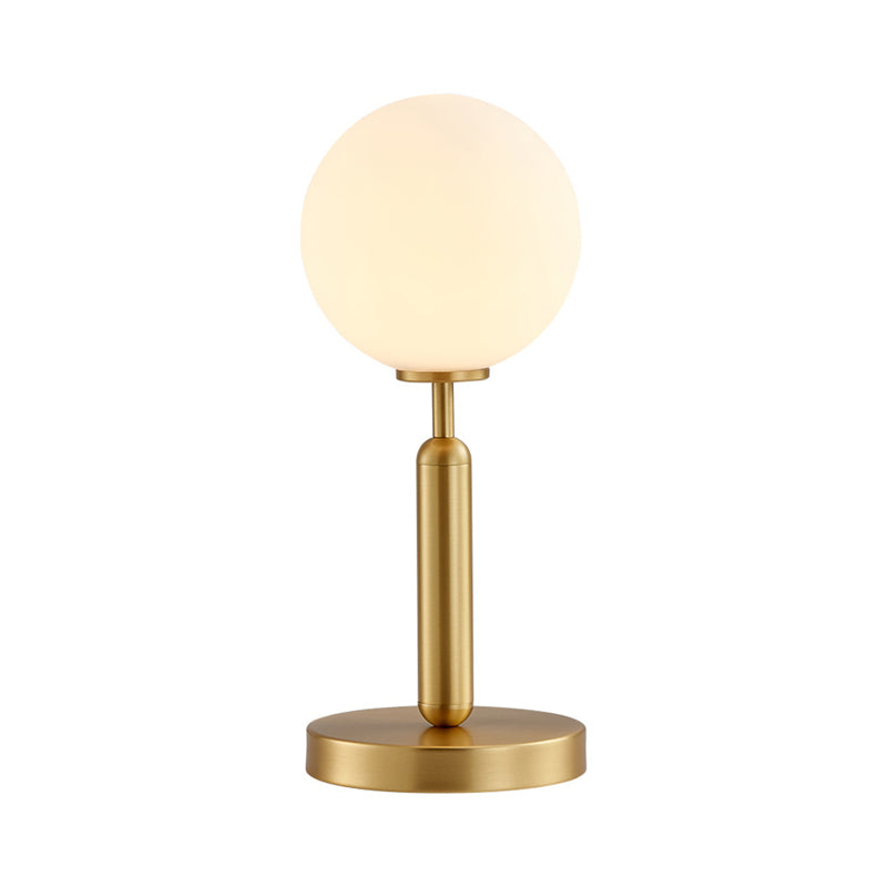 Modern 1-Head Table Lighting Brass Ball Metal Night Lamp with Frosted White Glass Shade Clearhalo 'Lamps' 'Table Lamps' Lighting' 410269