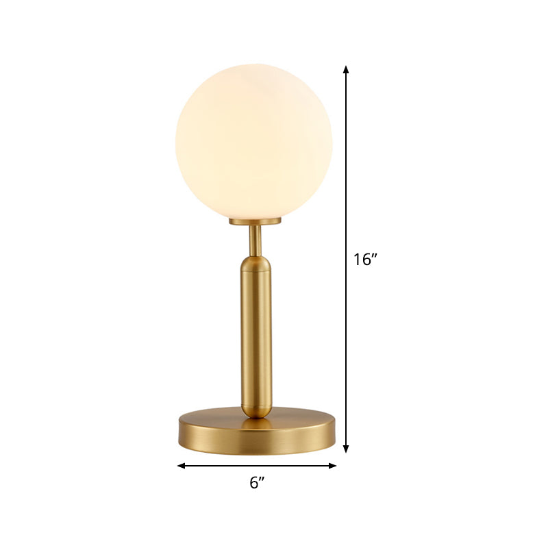 Modern 1-Head Table Lighting Brass Ball Metal Night Lamp with Frosted White Glass Shade Clearhalo 'Lamps' 'Table Lamps' Lighting' 410270