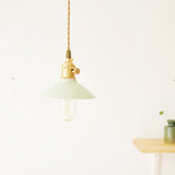 Modernism Conical Suspended Light 5.5"/8" Width 1 Light Ceramic and Metal Pendant Light in White over Table Clearhalo 'Art Deco Pendants' 'Cast Iron' 'Ceiling Lights' 'Ceramic' 'Crystal' 'Industrial Pendants' 'Industrial' 'Metal' 'Middle Century Pendants' 'Pendant Lights' 'Pendants' 'Tiffany' Lighting' 41076