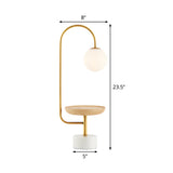 Sphere Living Room Nightstand Light Opal Frosted Glass 1-Bulb Asian Table Lamp in Wood Clearhalo 'Lamps' 'Table Lamps' Lighting' 410846