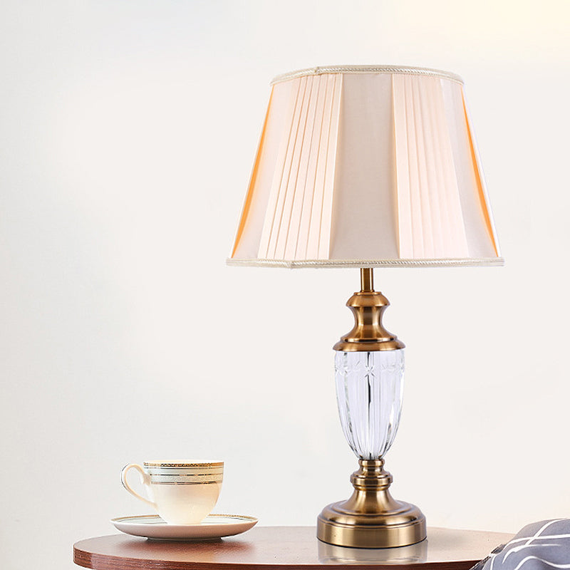 Urn Shape Task Lighting Modernism Hand-Cut Crystal 1 Head Reading Light in Beige Beige Clearhalo 'Lamps' 'Table Lamps' Lighting' 410933