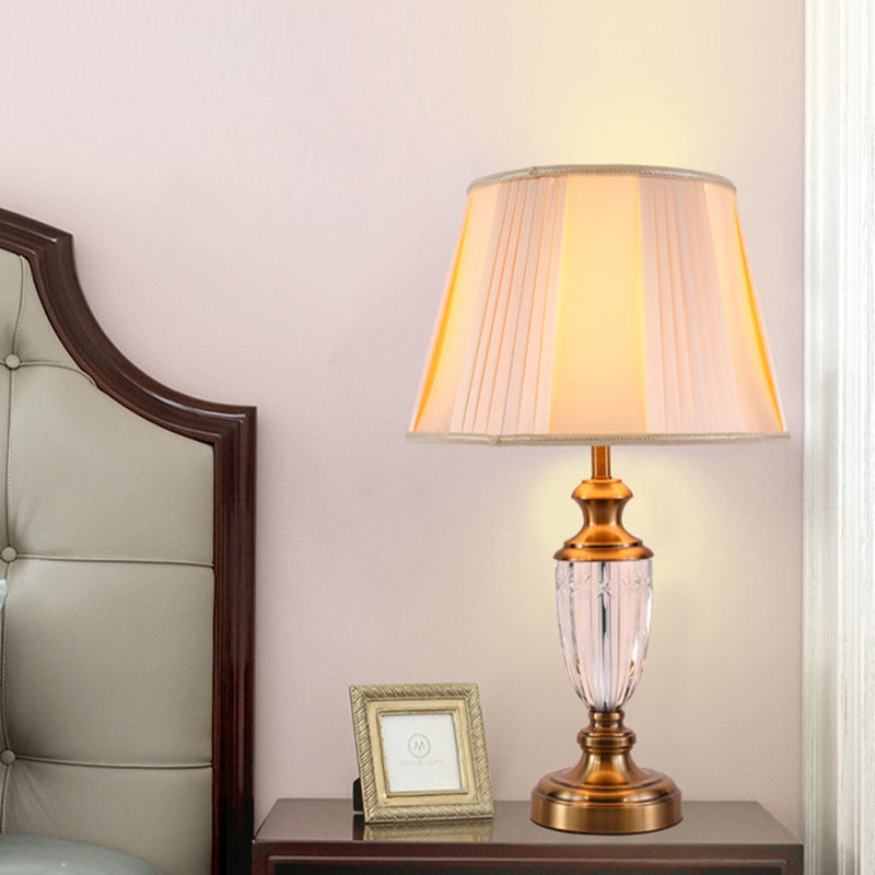 Urn Shape Task Lighting Modernism Hand-Cut Crystal 1 Head Reading Light in Beige Clearhalo 'Lamps' 'Table Lamps' Lighting' 410935