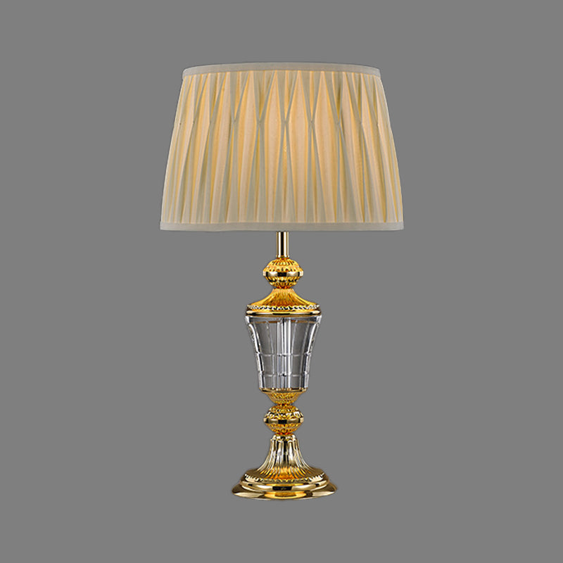 Contemporary 1 Head Table Light White Tapered Drum Small Desk Lamp with Fabric Shade Clearhalo 'Lamps' 'Table Lamps' Lighting' 411014