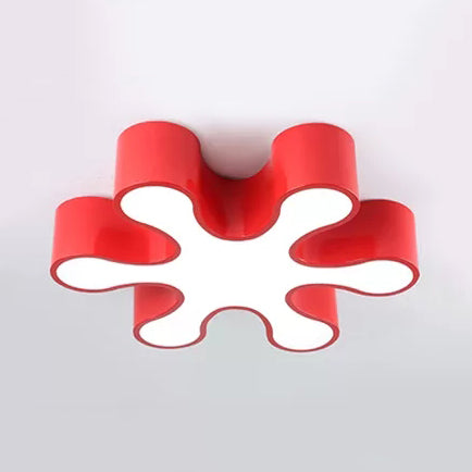 Acrylic Red/Yellow/Blue/Green Petal Ceiling Mount Light Cartoon LED Ceiling Lamp in Third Gear/White Light for Kindergarten, 19.5"/23.5" W Red Clearhalo 'Ceiling Lights' 'Close To Ceiling Lights' 'Close to ceiling' 'Flush mount' Lighting' 41161