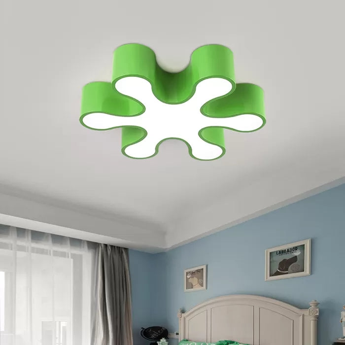 Acrylic Red/Yellow/Blue/Green Petal Ceiling Mount Light Cartoon LED Ceiling Lamp in Third Gear/White Light for Kindergarten, 19.5"/23.5" W Clearhalo 'Ceiling Lights' 'Close To Ceiling Lights' 'Close to ceiling' 'Flush mount' Lighting' 41166