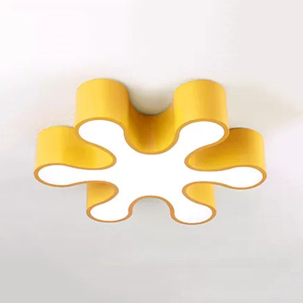 Acrylic Red/Yellow/Blue/Green Petal Ceiling Mount Light Cartoon LED Ceiling Lamp in Third Gear/White Light for Kindergarten, 19.5"/23.5" W Yellow Clearhalo 'Ceiling Lights' 'Close To Ceiling Lights' 'Close to ceiling' 'Flush mount' Lighting' 41167