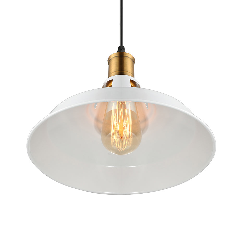 10.5"/12"/15" W 1 Light Hanging Light with Barn Shade Iron Farmhouse Style Dining Room Ceiling Light Fixture in Black/White/White Inner Clearhalo 'Art Deco Pendants' 'Black' 'Cast Iron' 'Ceiling Lights' 'Ceramic' 'Crystal' 'Industrial Pendants' 'Industrial' 'Metal' 'Middle Century Pendants' 'Pendant Lights' 'Pendants' 'Rustic Pendants' 'Tiffany' Lighting' 4117