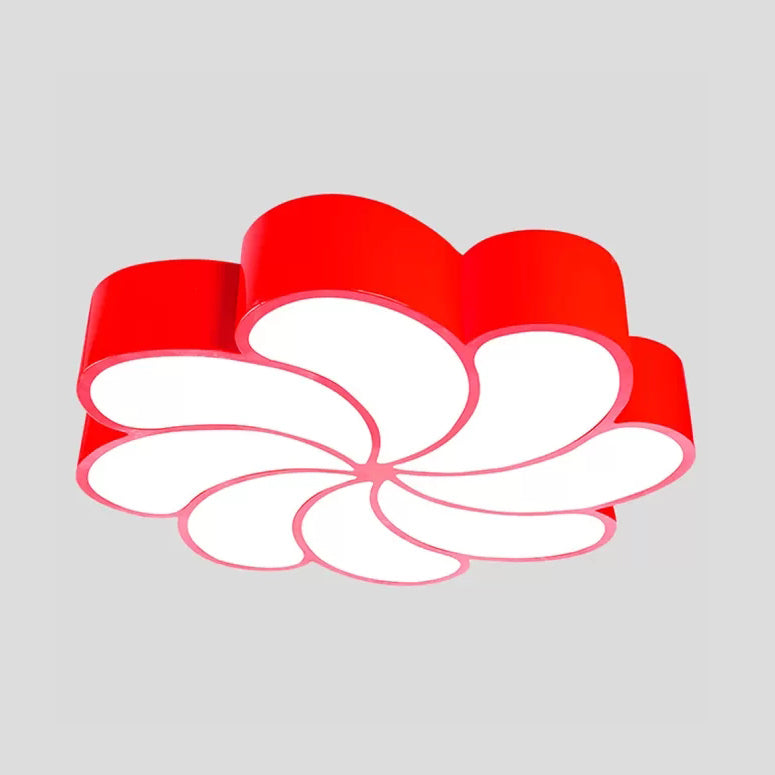 Bedroom 18"/22" Petal Flush Mount Light Acrylic Cartoon LED Ceiling Lamp in Red/Yellow/Blue/Green, Third Gear/White Light Red Clearhalo 'Ceiling Lights' 'Close To Ceiling Lights' 'Close to ceiling' 'Flush mount' Lighting' 41178